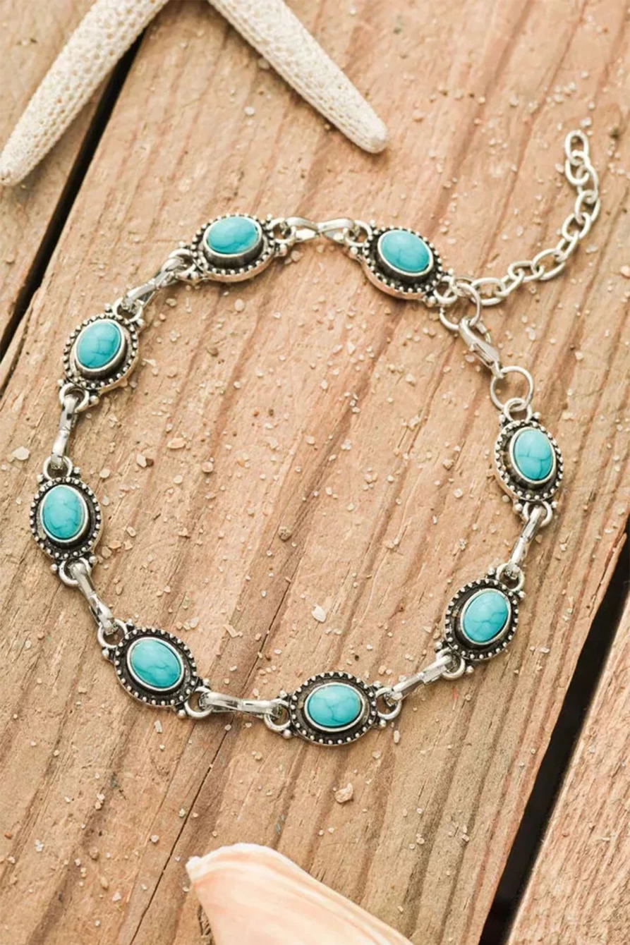 "Shewin Women's Bohemian Turquoise Silver Anklet – Casual Beach Foot Jewelry"