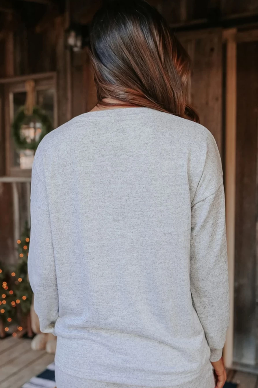 "SheWin Women's Gray Leopard Heart Print Pullover & Joggers Lounge Set"