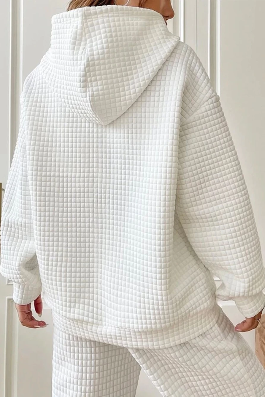 Shewin Women's White Merry And Bright Lattice Graphic Hoodie - Festive Winter Pullover