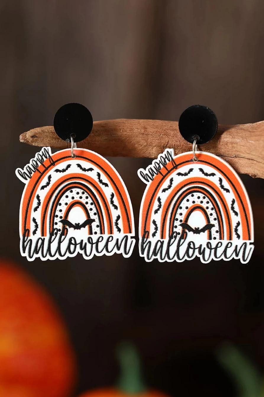 Shewin Women's Multicolour Halloween Bats Printed Earrings - Spooky Holiday Fashion Accessories