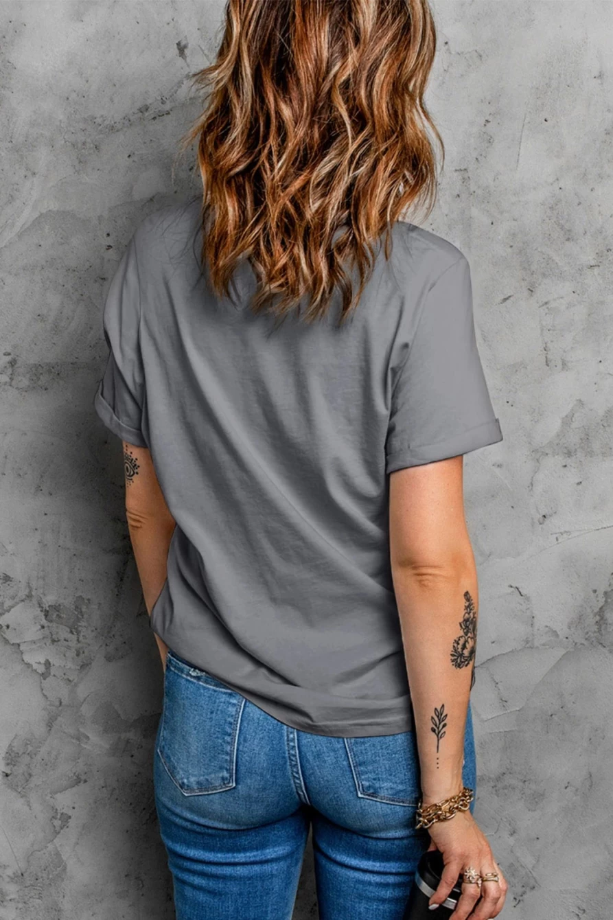Shewin Women's Gray Game Day Graphic Crewneck Tee