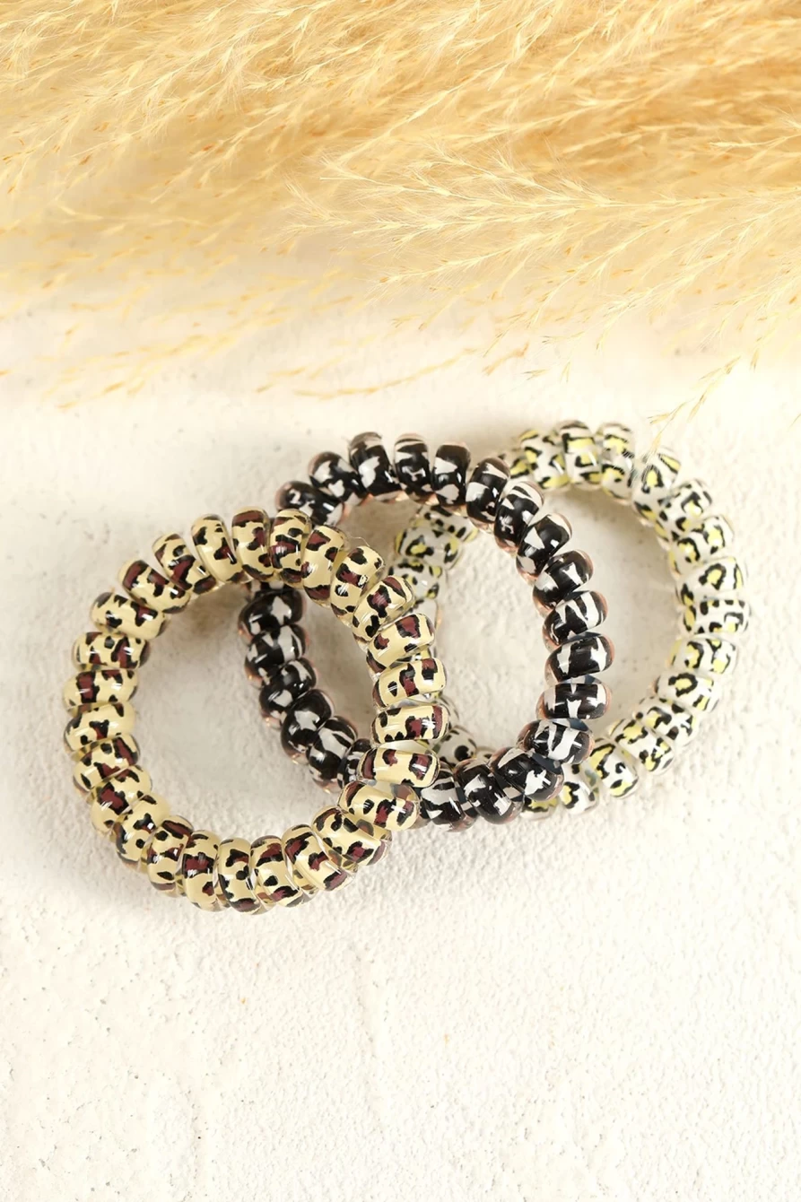 "Shewin Brown Leopard Print Spiral Coil Wire Hair Tie for Women"
