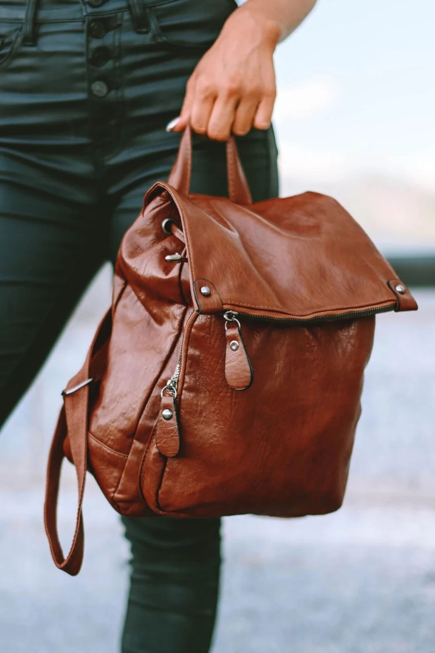 Shewin Women's Brown Retro PU Leather Large Capacity Backpack for Stylish & Spacious Carry