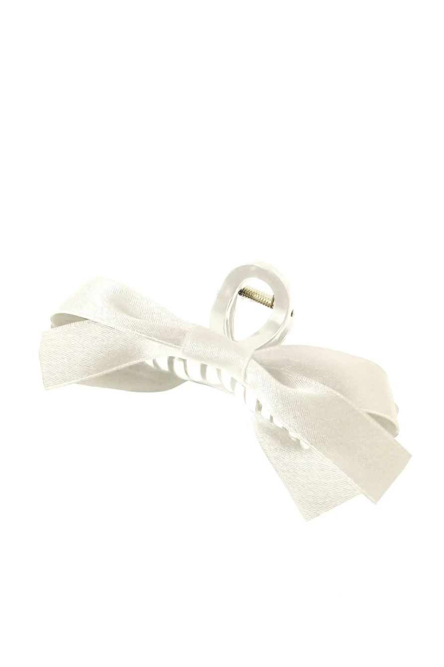 Shewin Women's White Solid Color Ribbon Bow Hair Clip - Elegant Hair Decor Accessory
