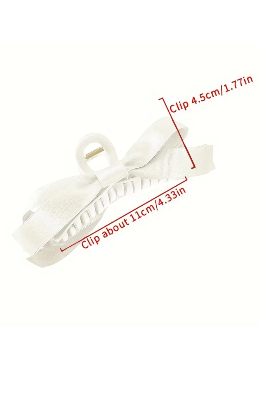 Shewin Women's White Solid Color Ribbon Bow Hair Clip - Elegant Hair Decor Accessory