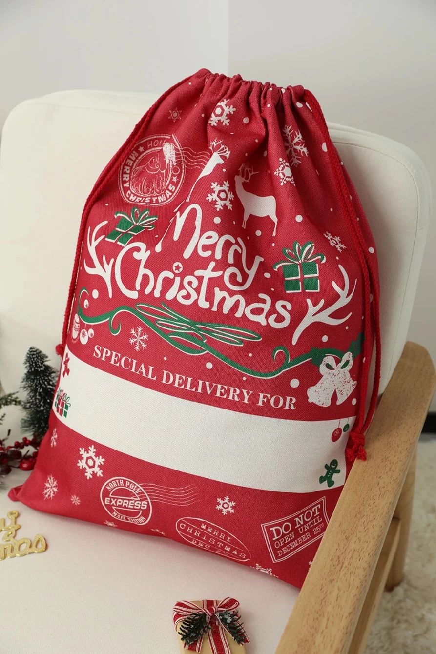 Shewin Snow White Christmas Large Drawstring Gift Bag 50x70cm for Women Holiday Present