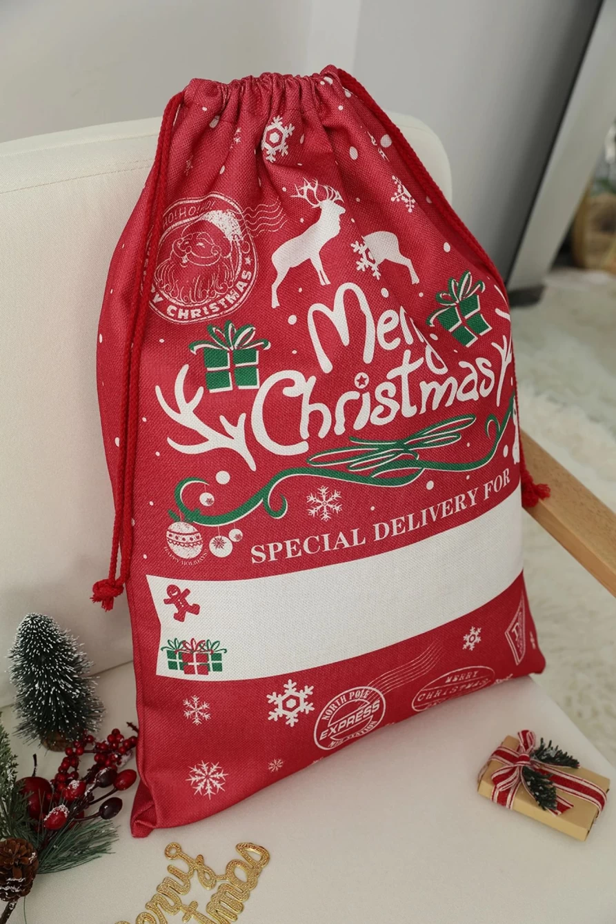 Shewin Snow White Christmas Large Drawstring Gift Bag 50x70cm for Women Holiday Present
