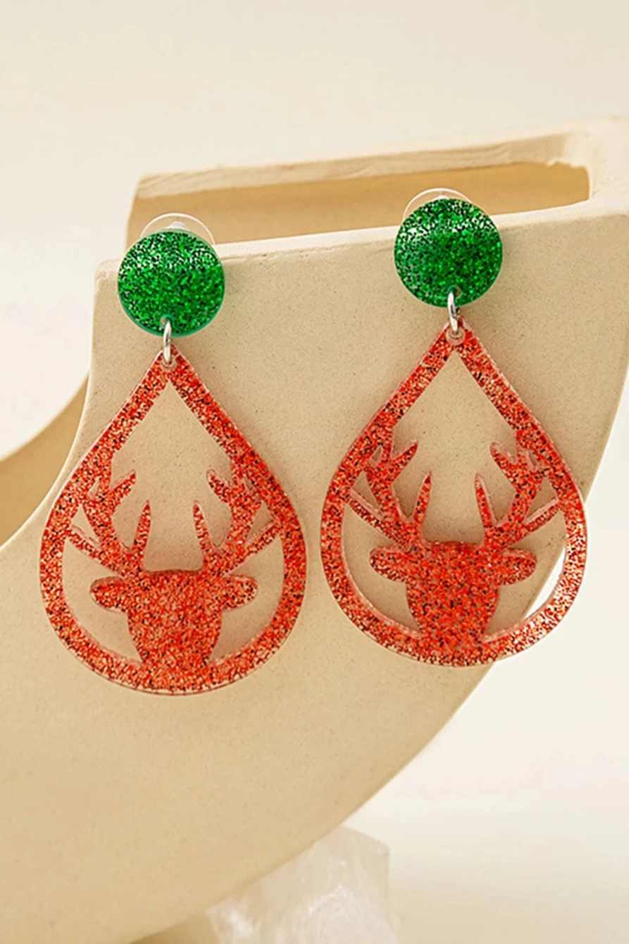 "Shewin Fiery Red Santa Claus Acrylic Earrings for Women - Festive Christmas Holiday Dangle Earrings"