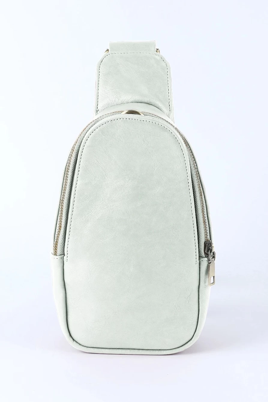 Shewin Women's Gray Faux Leather Crossbody Bag with Zipper Western Style Sling Purse
