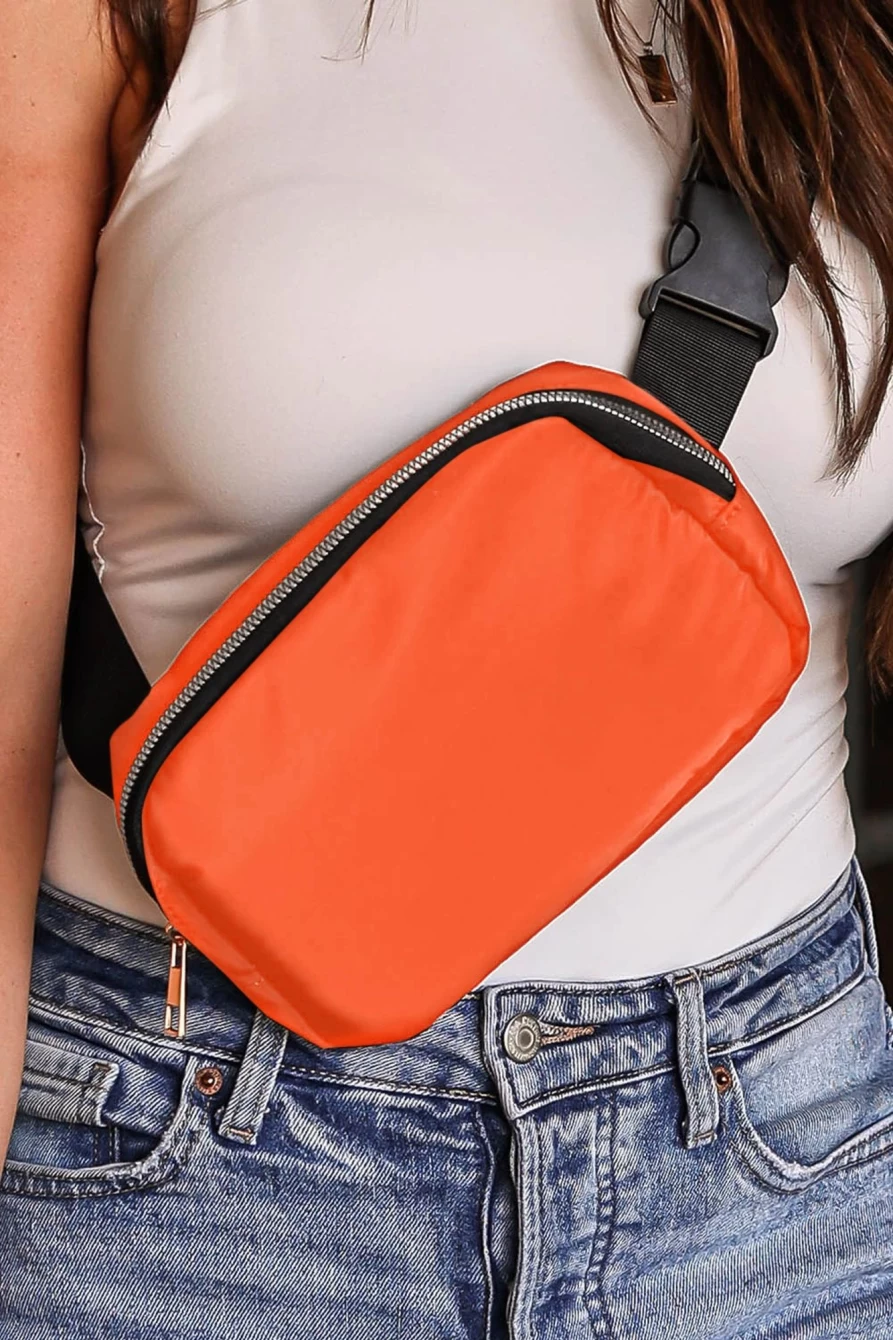 Shewin Women's Orange Waterproof Crossbody Fanny Pack with Zipper for Secure Storage