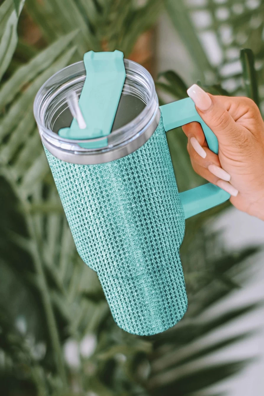 Shewin 40Oz Green Stainless Steel Insulated Tumbler for Women - Diamond Paint Design, Leak-Proof, BPA-Free