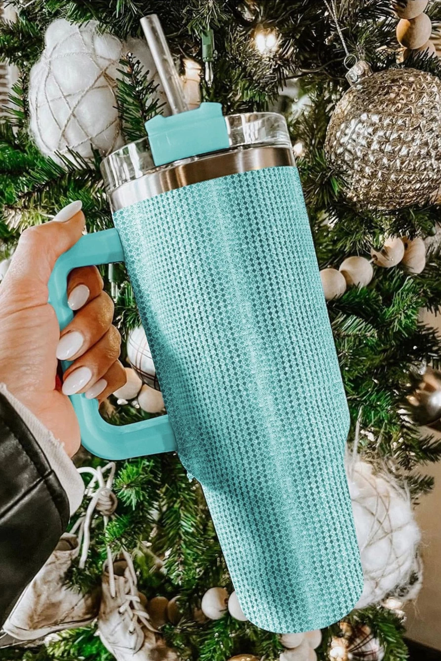 Shewin 40Oz Green Stainless Steel Insulated Tumbler for Women - Diamond Paint Design, Leak-Proof, BPA-Free