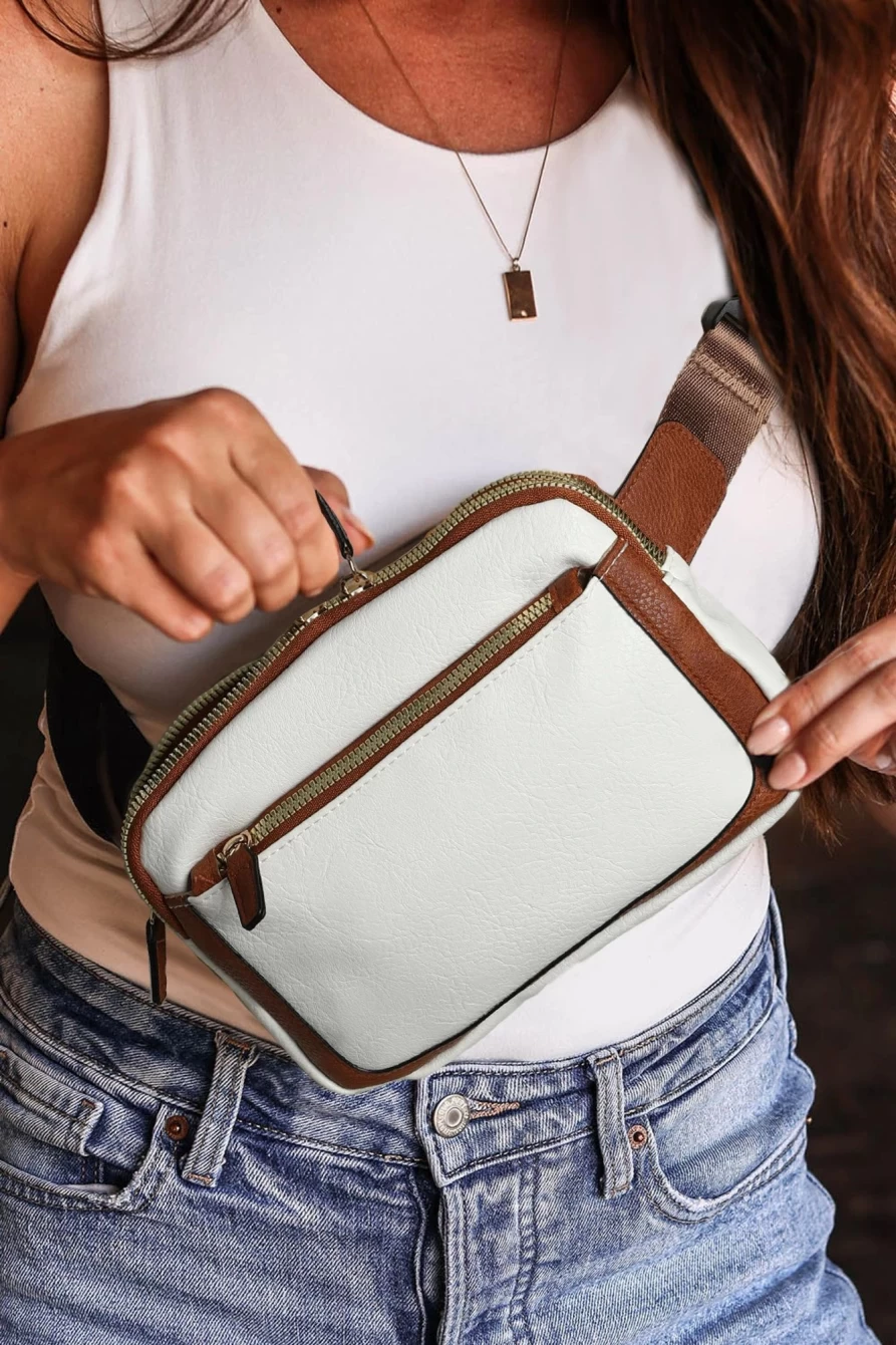 Shewin Women's White Mini Crossbody Bag with Adjustable Strap - PU Leather Handbag