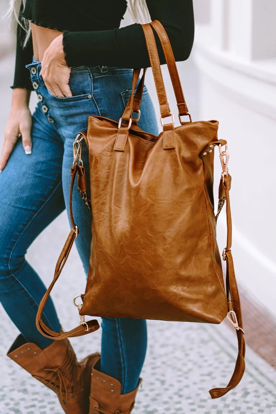 Shewin Women's Vintage Chestnut Leopard Print Backpack with Zipper Closure