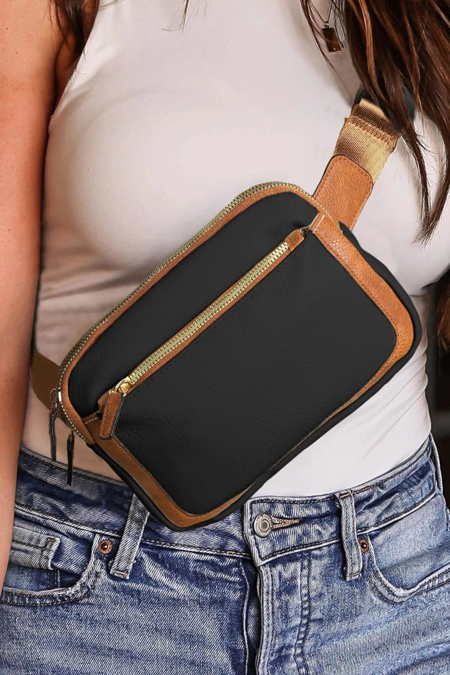 Shewin Women's Black Mini Crossbody Bag with Adjustable Strap - PU Leather Handbag