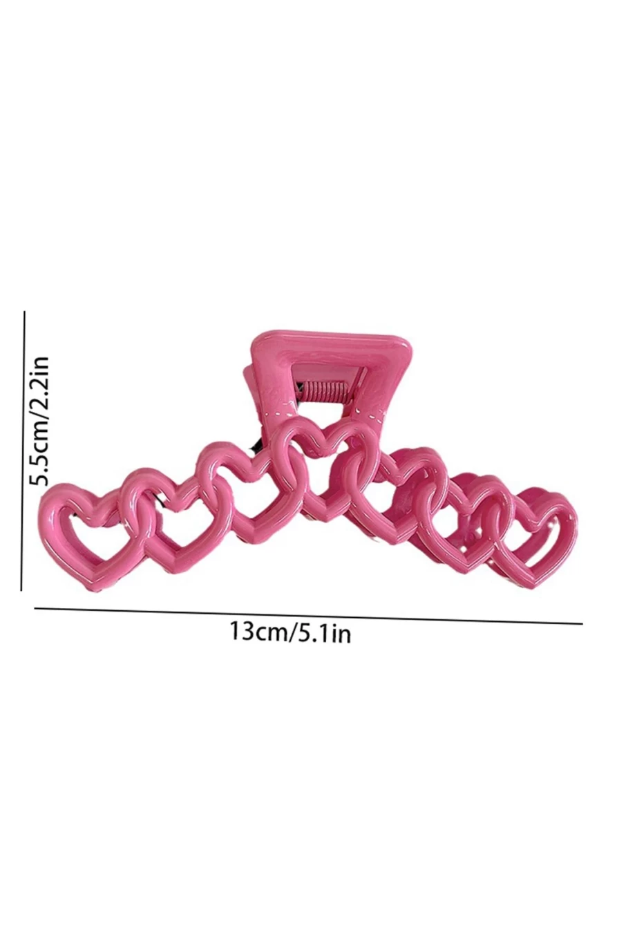 "Shewin Rose Red Heart Shaped Large Hair Claw for Women - Valentine's Day Gift"