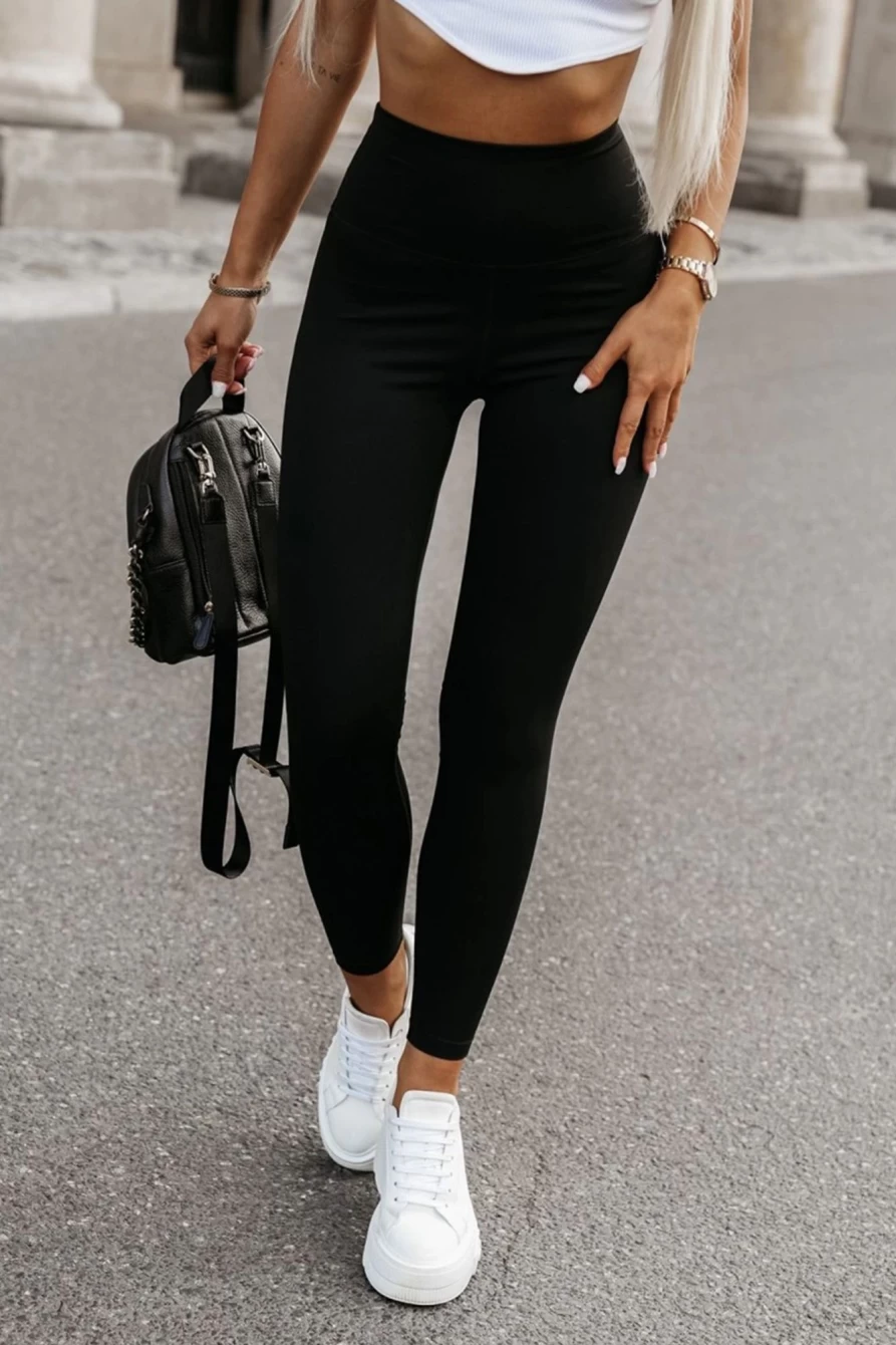 Shewin Women's High Waist Tummy Control Leggings - Mesh Patchwork Design in Black
