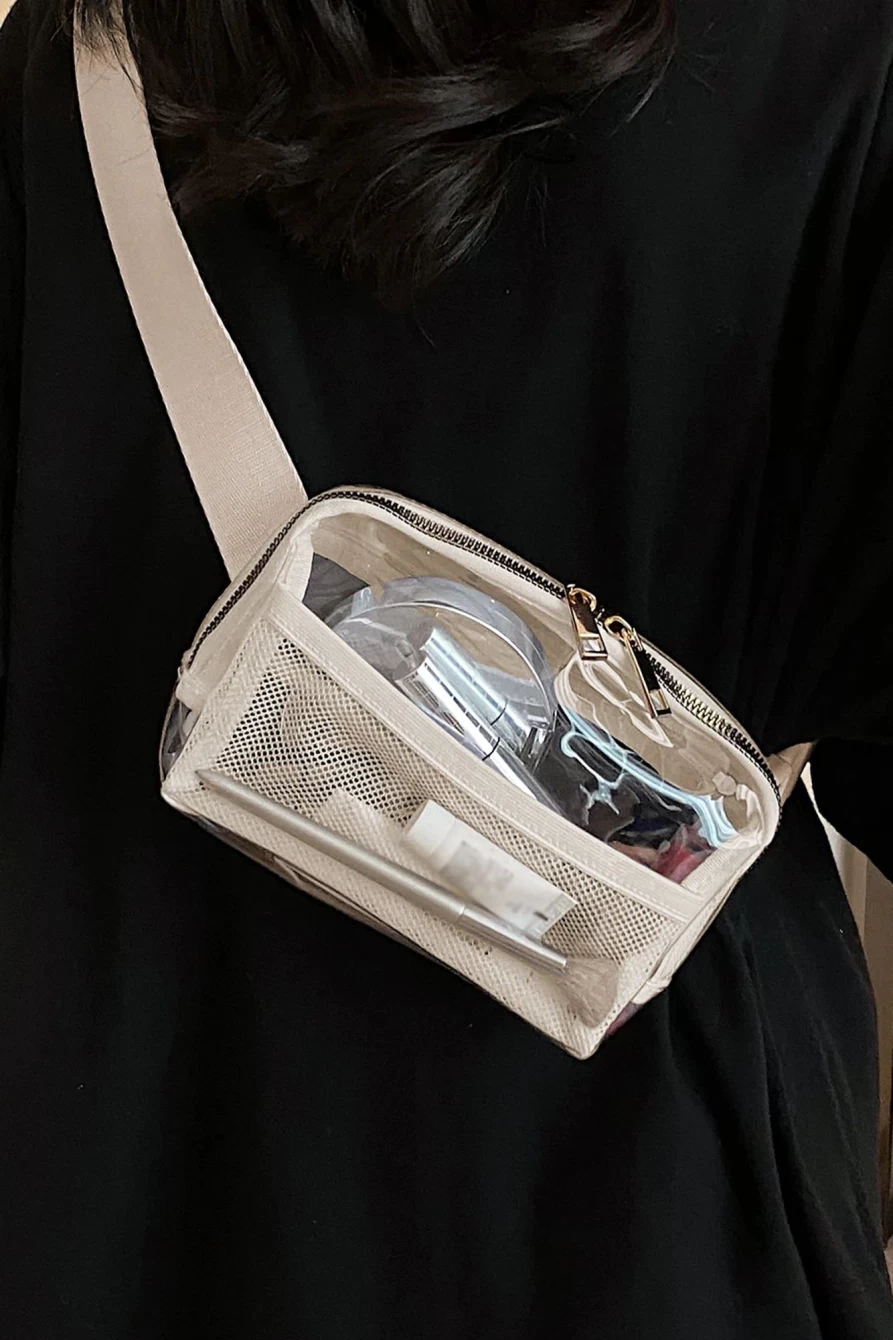 Shewin Women's Shallow Khaki Adjustable Waist Bag with Zipper & Straps for Secure Fit