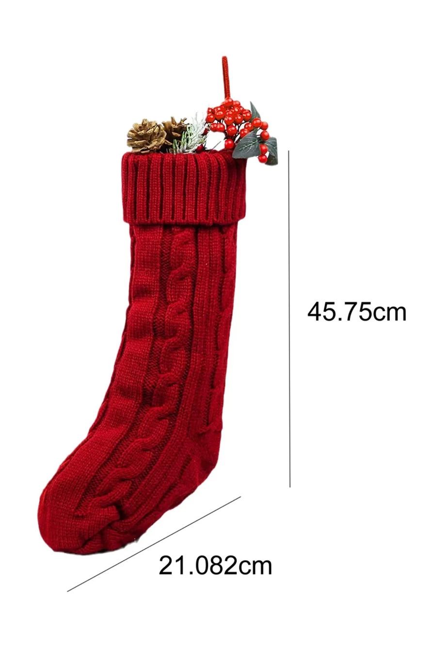 "Shewin Red Dahlia Women's Textured Knit Christmas Stocking Ornament"