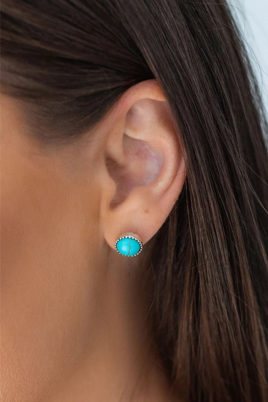"Shewin 3Pcs Green Turquoise Floral Stud Earrings Set for Women"