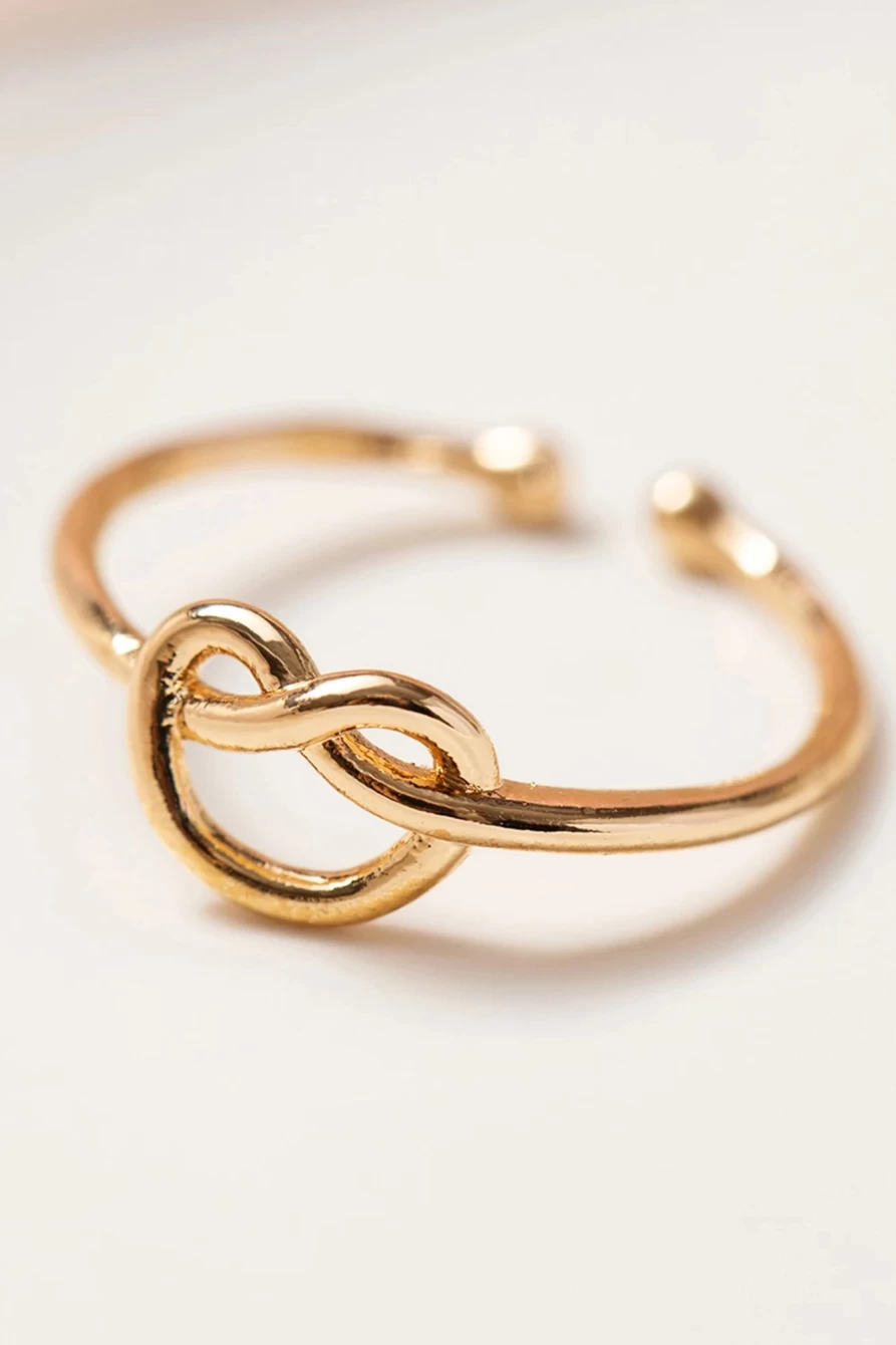 "Shewin Gold Adjustable Heart Knot Ring for Women - Valentine's Day Gift"