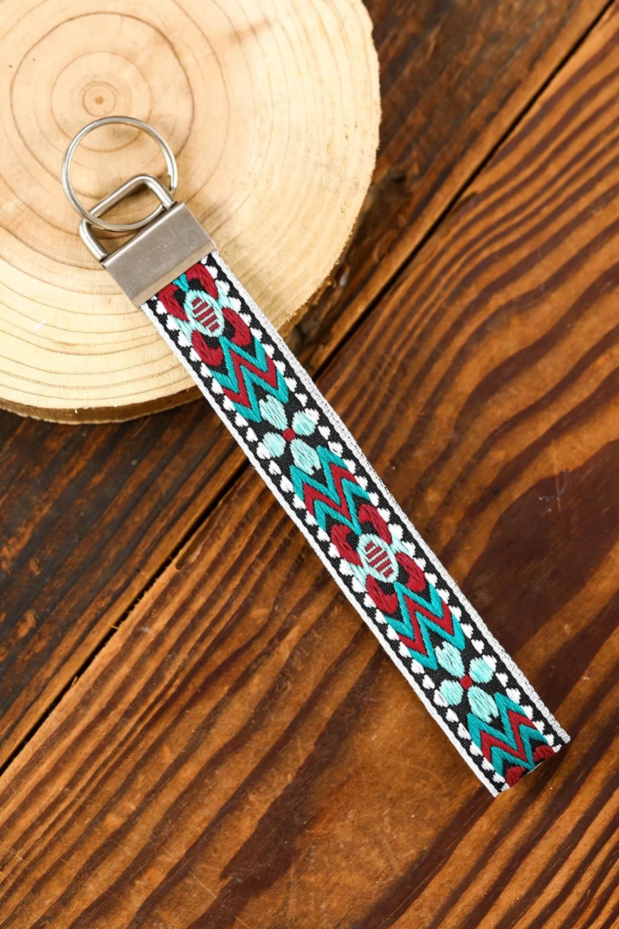 "Shewin Light Blue Vintage Geometric Knitted Keychain for Women - Unique Handmade Gift"