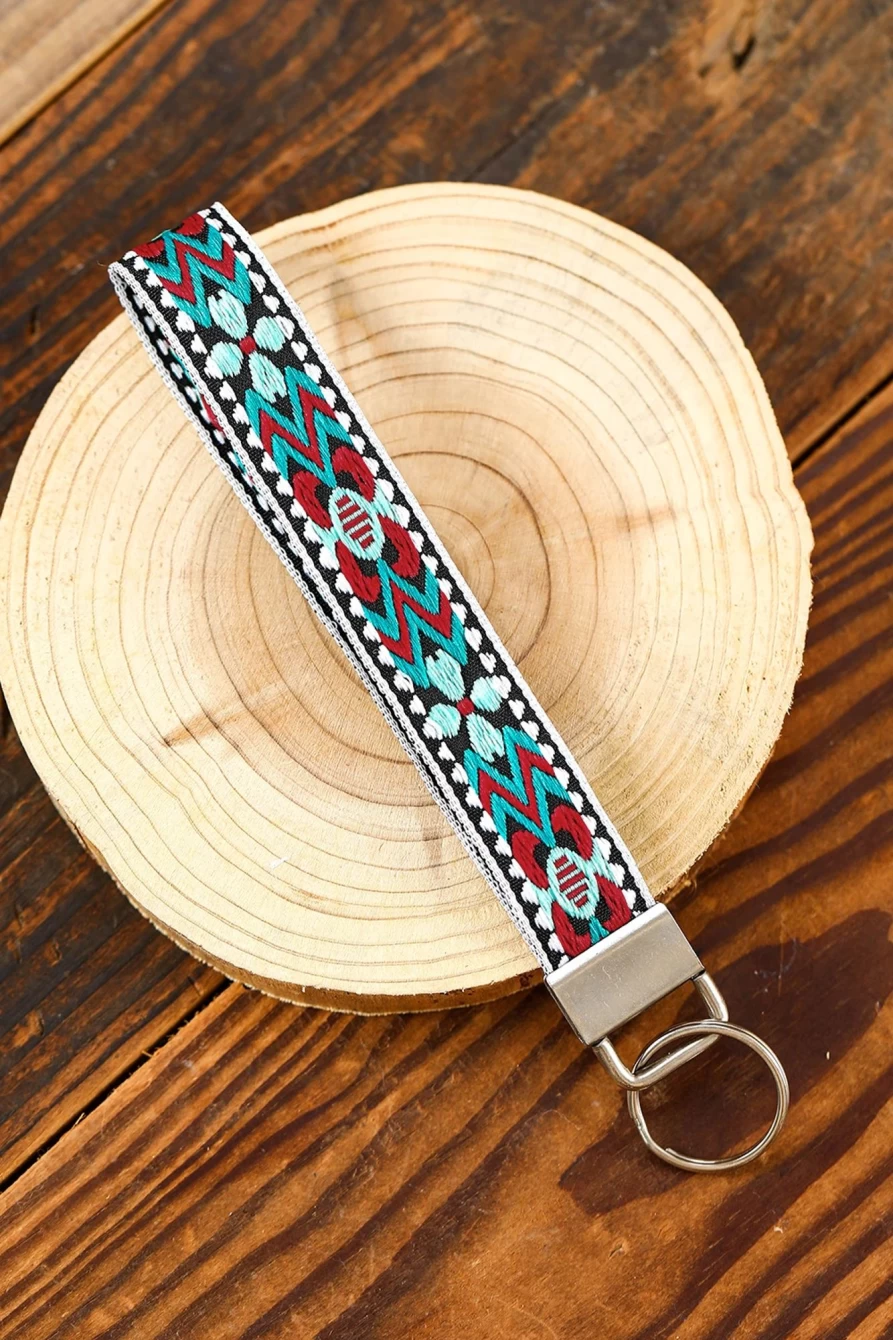 "Shewin Light Blue Vintage Geometric Knitted Keychain for Women - Unique Handmade Gift"