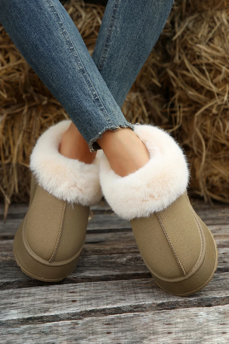 Shewin Women's Sage Plush Suede Trim Snow Boots with Thick Sole for Comfort & Warmth