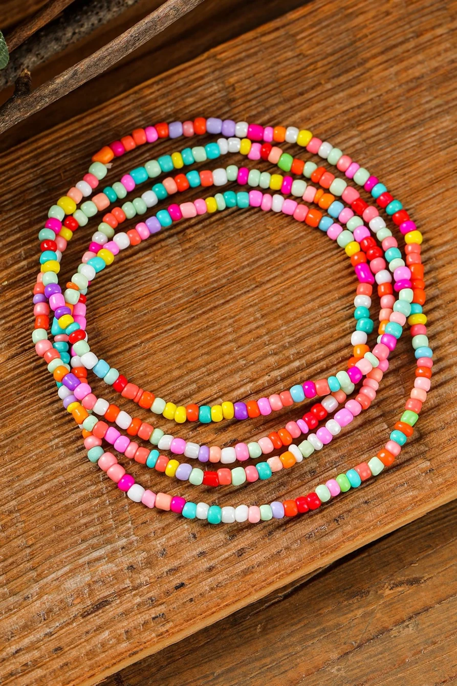 "Shewin Multicolor Micro Beads Minimalist Anklet for Women"