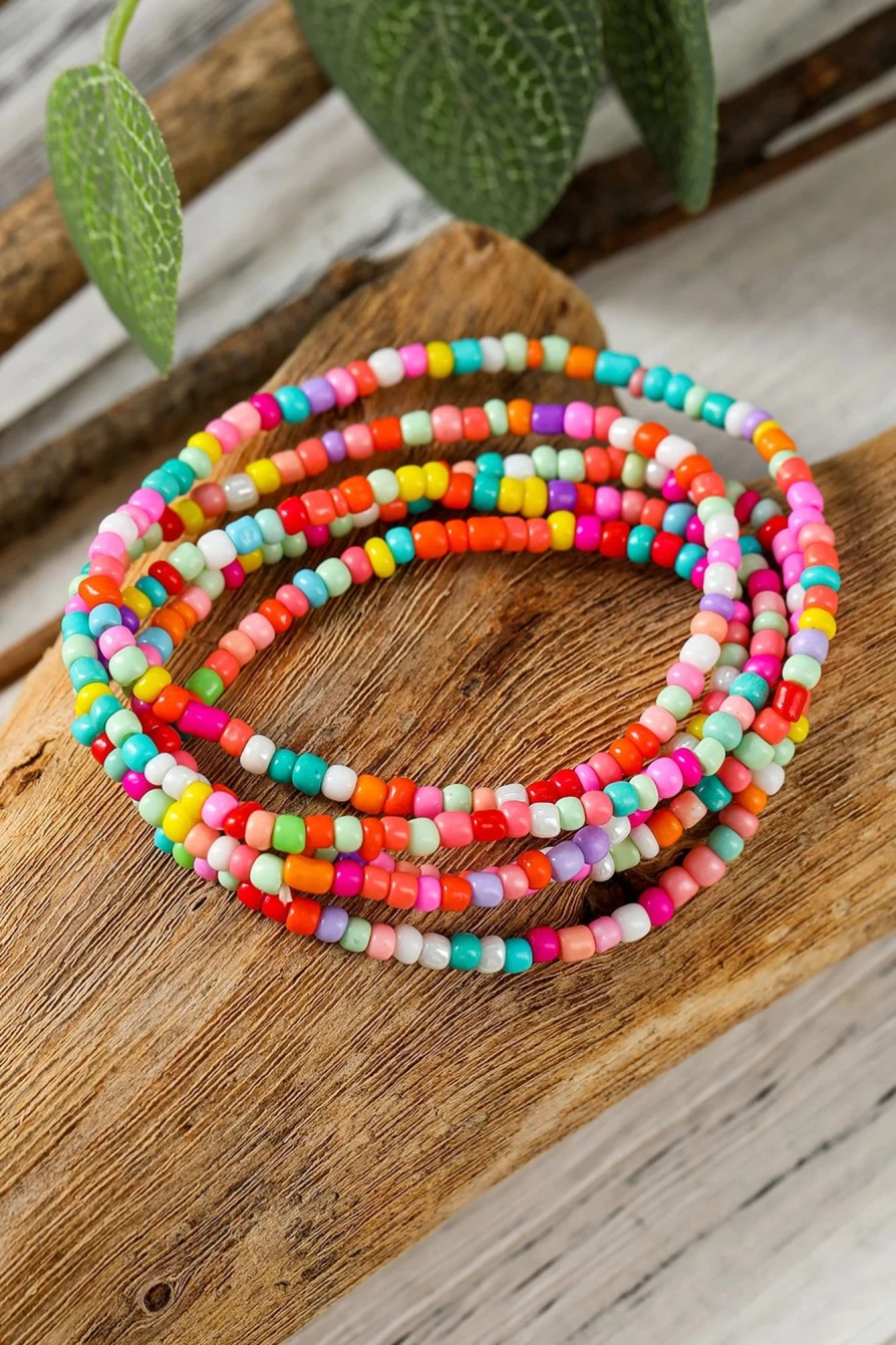 "Shewin Multicolor Micro Beads Minimalist Anklet for Women"