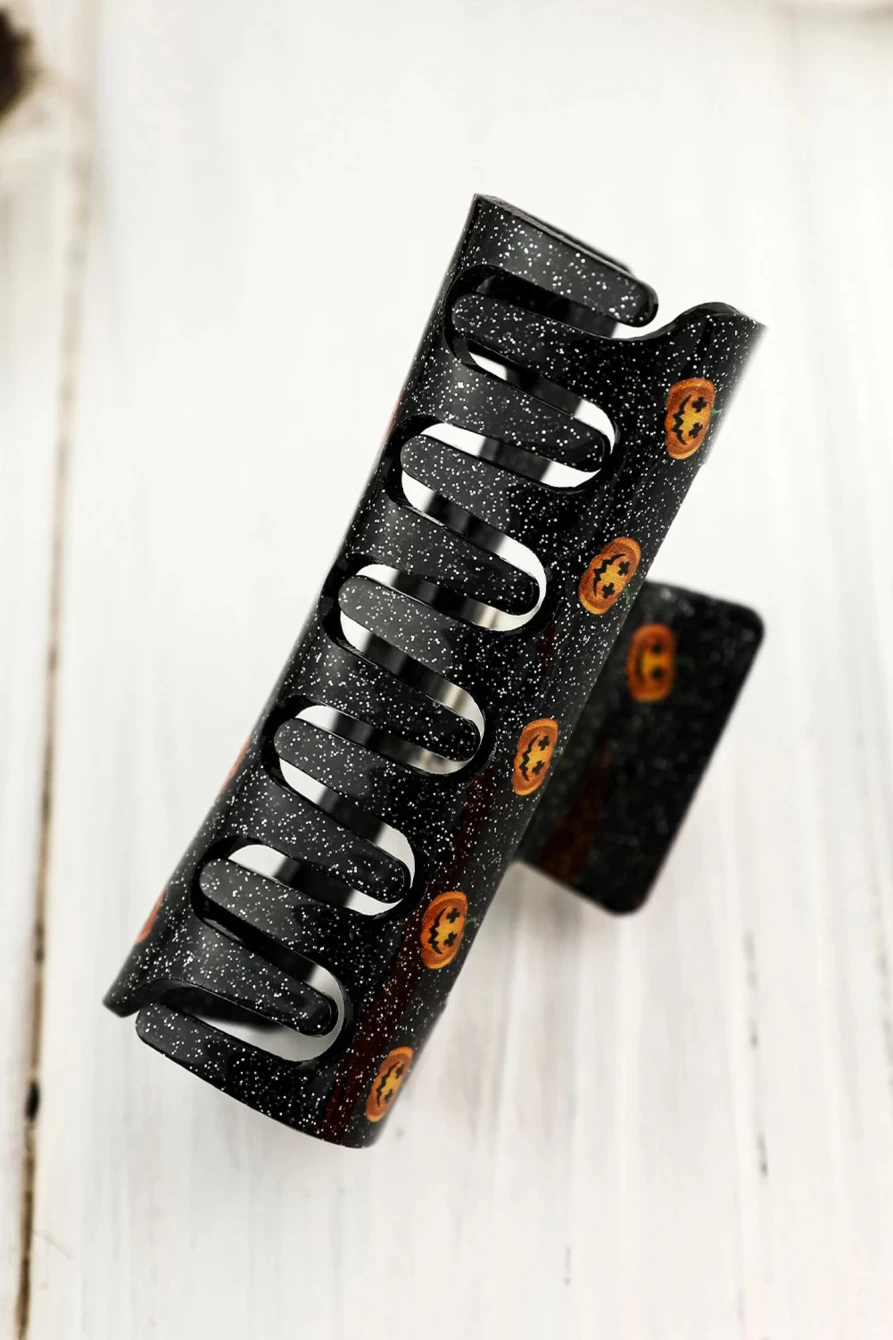 Shewin Women's Black Halloween Pumpkin Face Square Shark Hair Clip