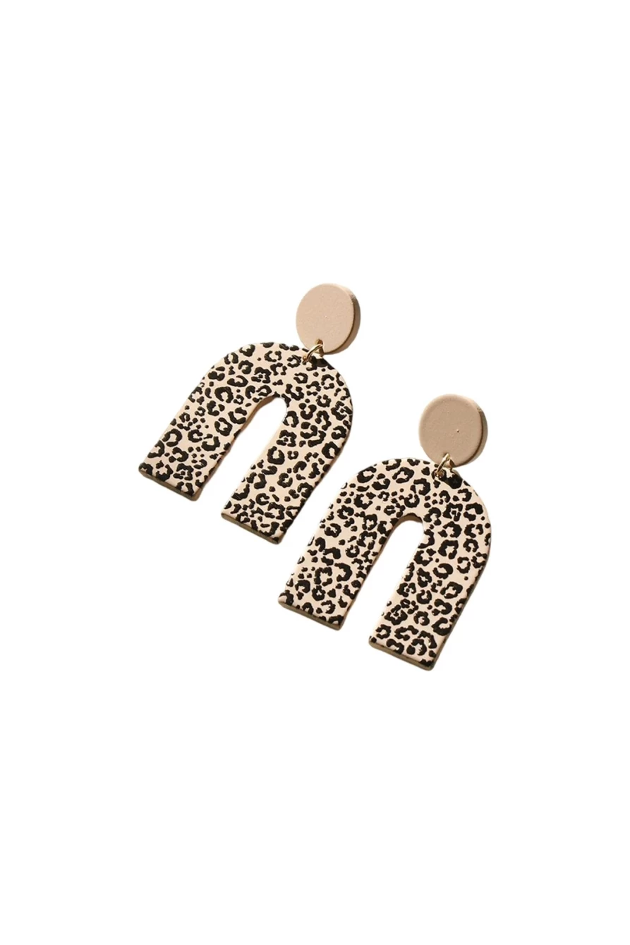 "SheWin Brown Leopard Print Acrylic Door Knocker Earrings for Women"