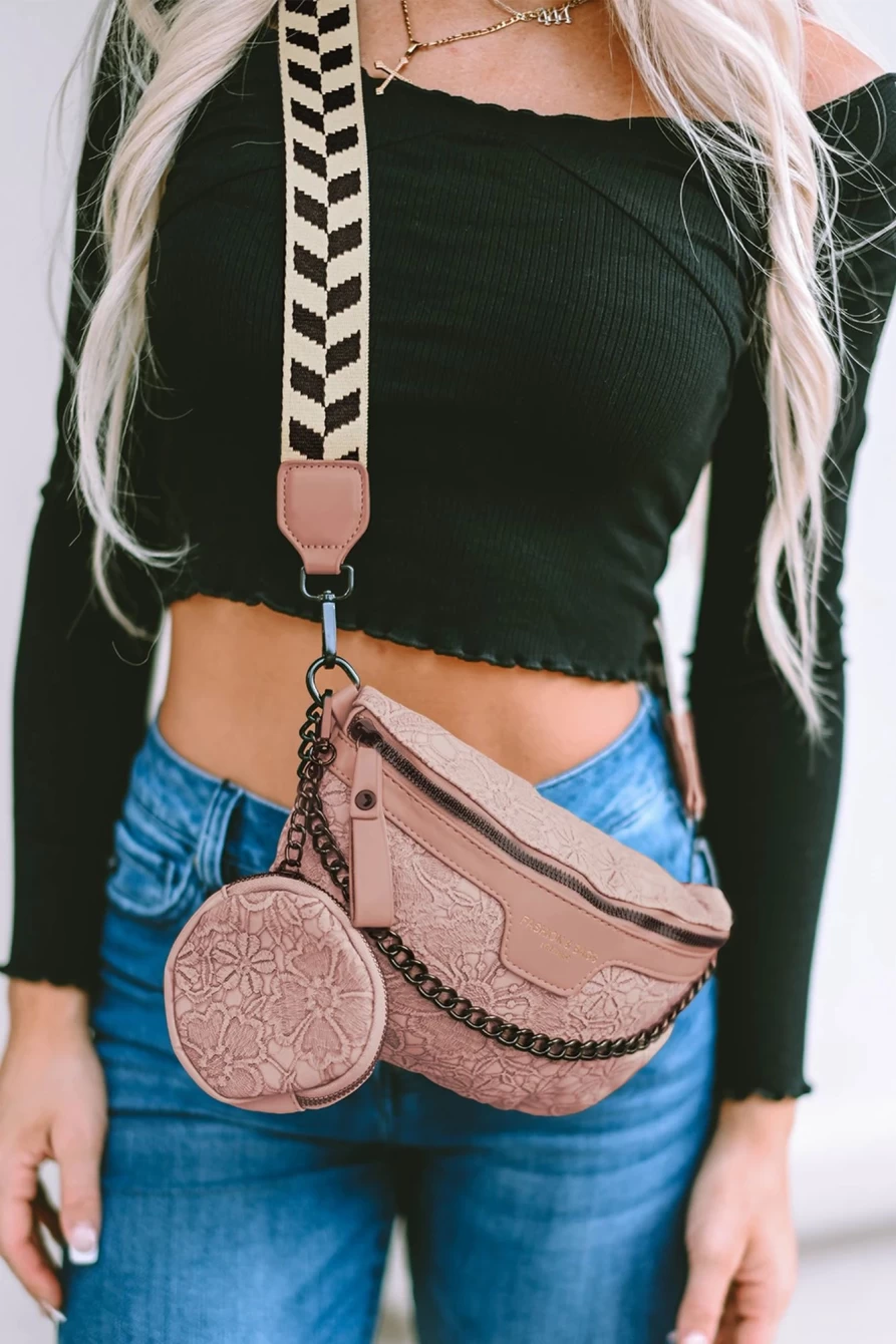 "Shewin Women's Vintage Floral Crossbody Bag in Apricot Powder with Detachable Coin Purse"