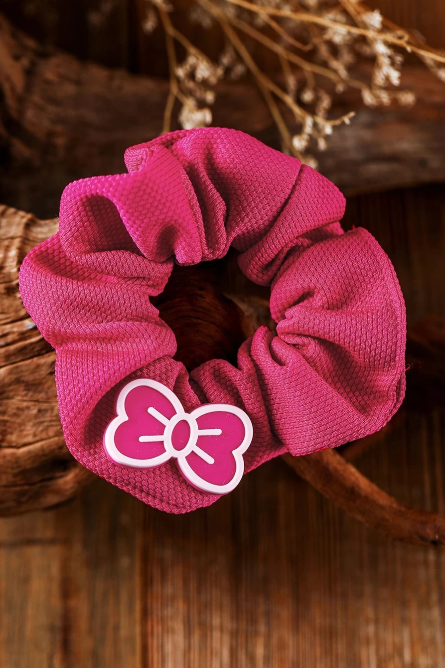 "Shewin Rose Red Bow Decor Cloth Scrunchie Hair Tie for Women"