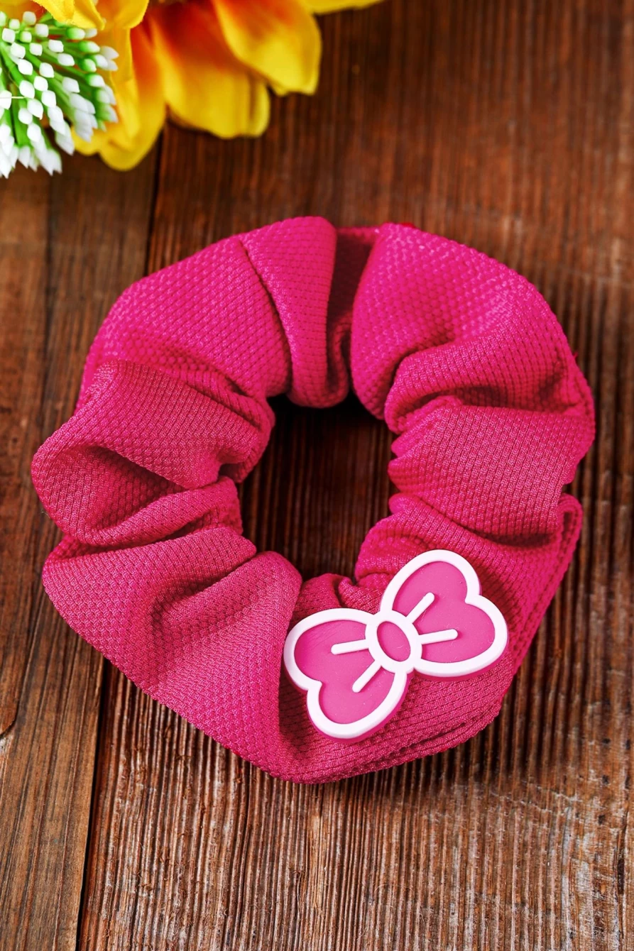 "Shewin Rose Red Bow Decor Cloth Scrunchie Hair Tie for Women"