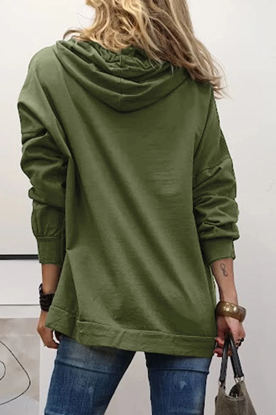 Shewin Women's Mist Green Oversized Drop Shoulder Hoodie with Love Letter Print