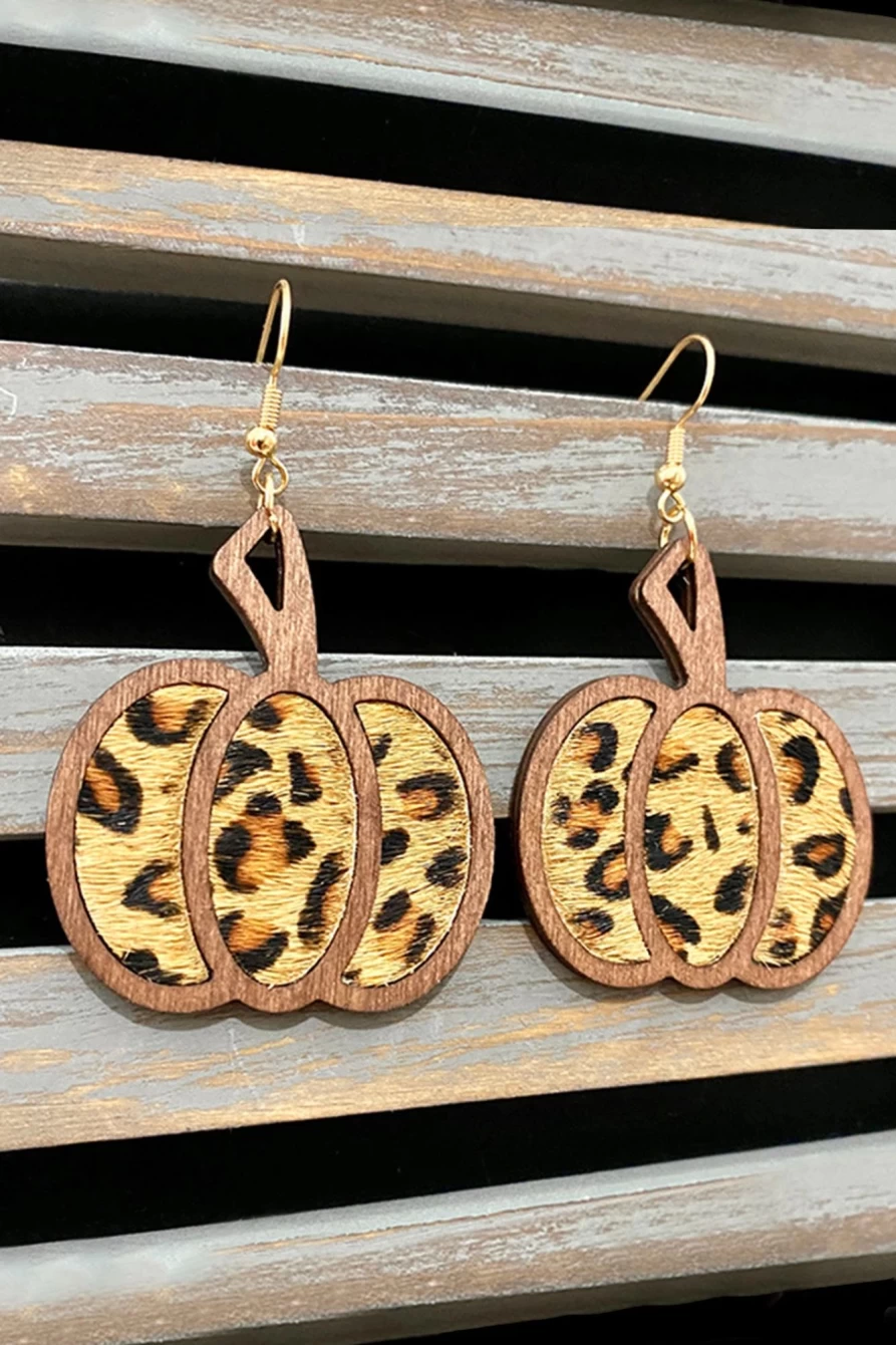 "Shewin Brown Animal Print Pumpkin Drop Earrings for Women"