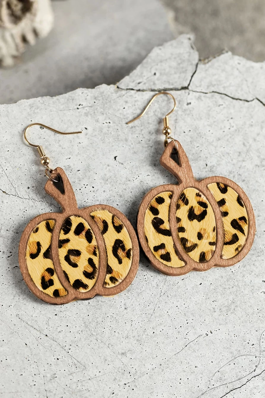 "Shewin Brown Animal Print Pumpkin Drop Earrings for Women"