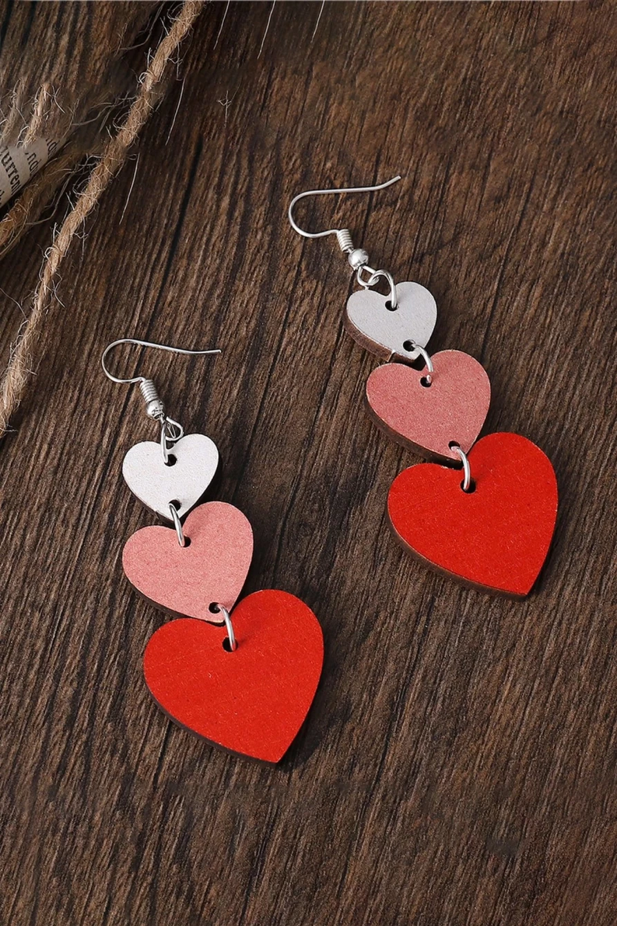 "SheWin Red Heart-Shaped Tie Dangle Earrings for Women - Valentine's Day Gift"