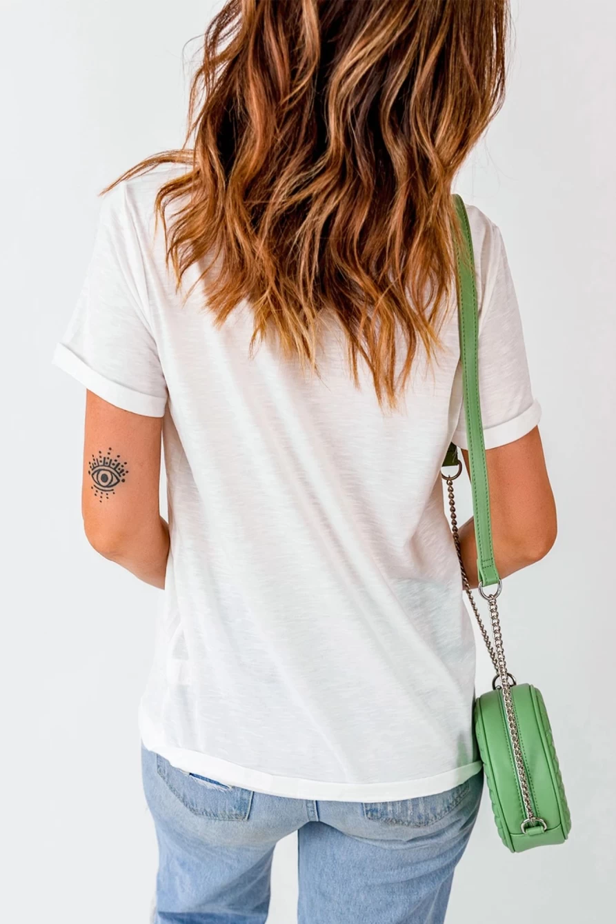 "SheWin Women's White St Patrick's Day Leopard Print Clover Lucky Graphic T-Shirt"