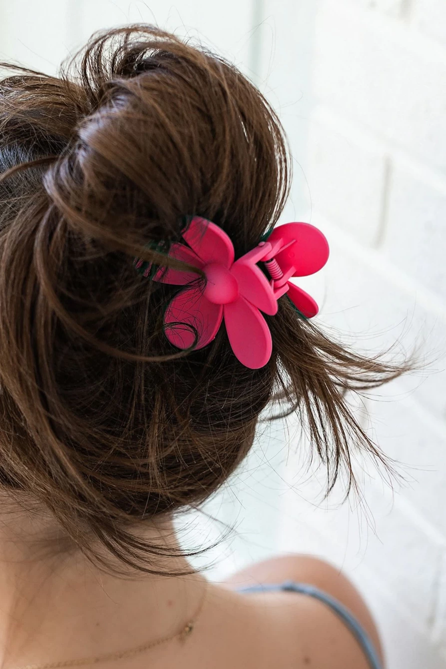 "Shewin Rose Gold Hair Claw Clip for Women - Rosy Flower Design Hair Clip"