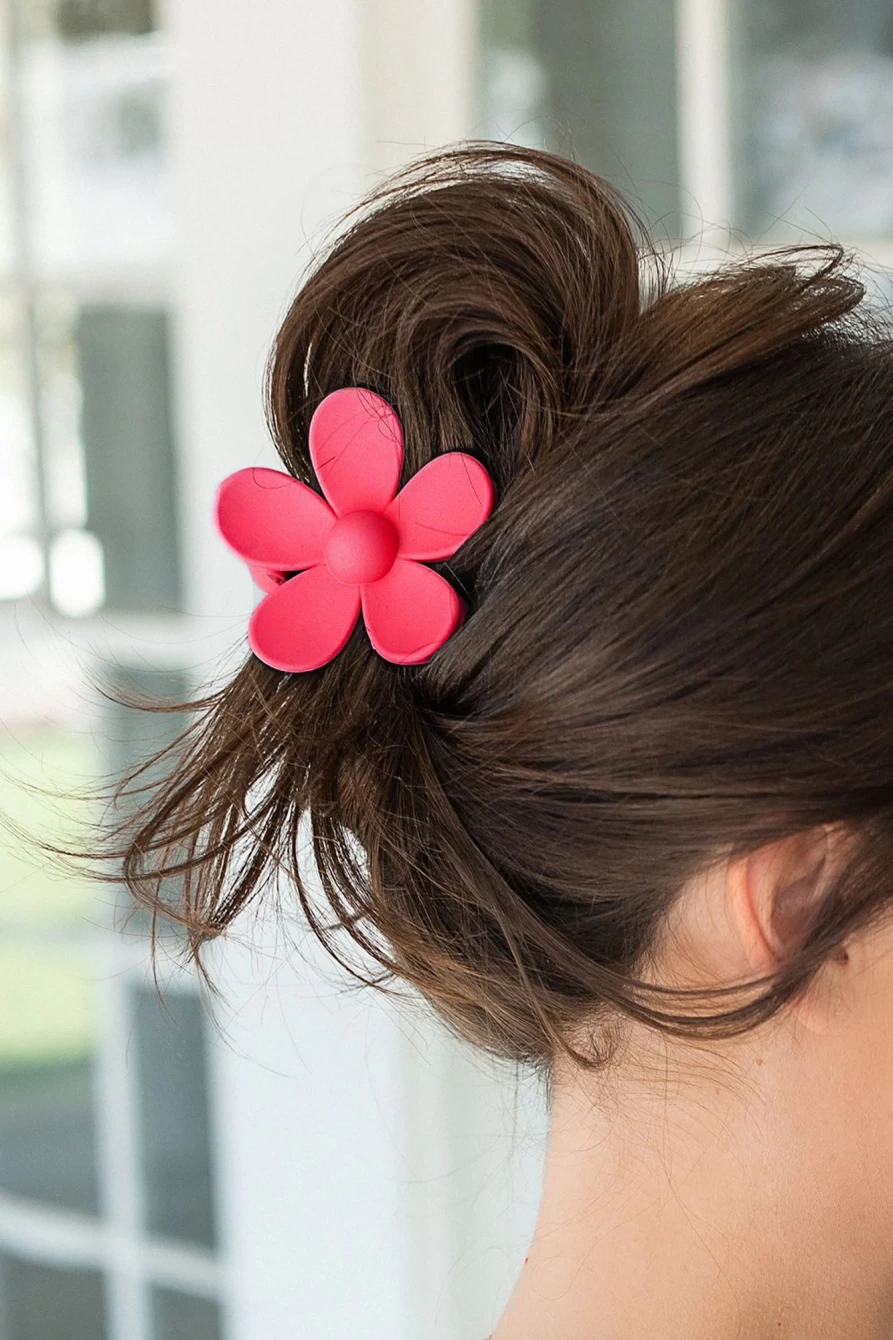 "Shewin Rose Gold Hair Claw Clip for Women - Rosy Flower Design Hair Clip"