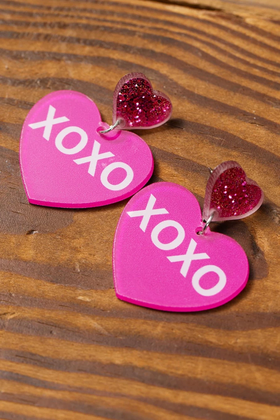"Shewin Rose Red Double Heart XOXO Valentine's Earrings for Women"