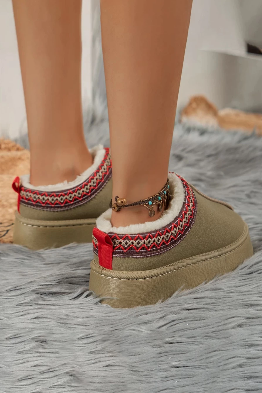 Shewin Women's Sage Green Suede Flats with Plush Lining & Round Toe