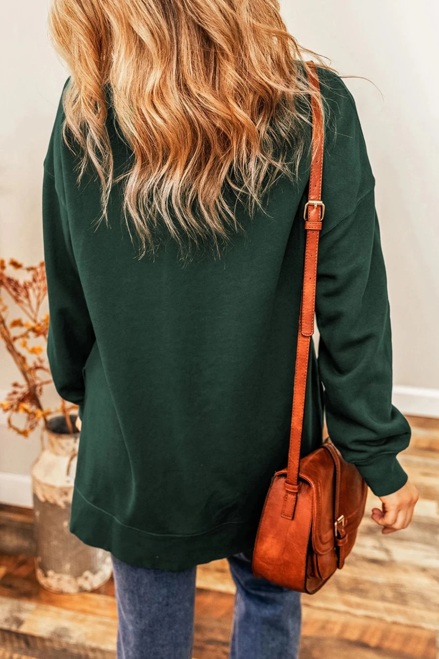 "Shewin Women's Duffel Green Christmas Graphic Sweatshirt - Casual Holiday Long Sleeve Pullover"