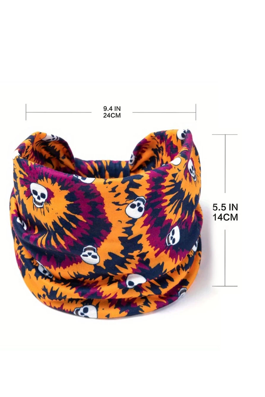 Shewin Women's Multicolor Halloween Skull Print Wide Headband - Colorblock Design