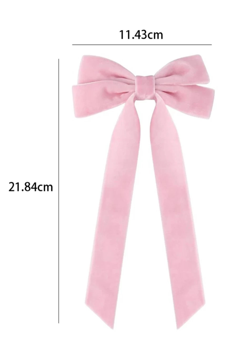 Shewin Pink Velvet Bowknot Hair Clip for Women - Elegant Frenchy Solid Color Hair Accessory