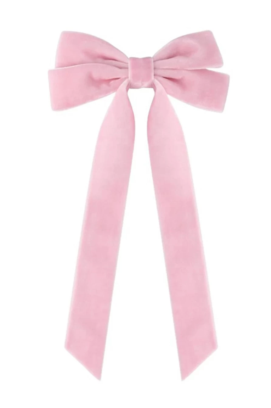 Shewin Pink Velvet Bowknot Hair Clip for Women - Elegant Frenchy Solid Color Hair Accessory