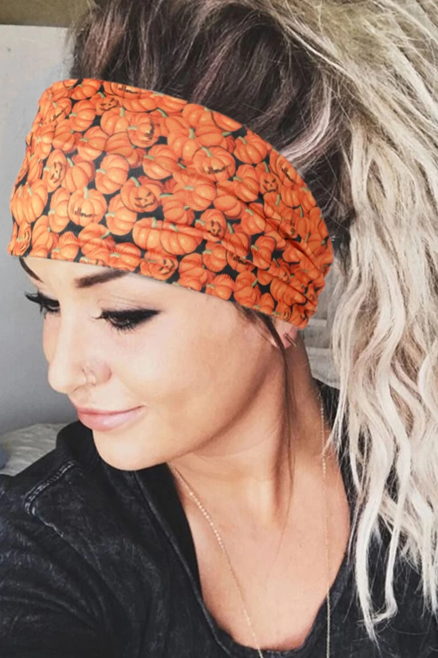 Shewin Women's Russet Orange Halloween Pumpkin Headband with Crossed Knot Design