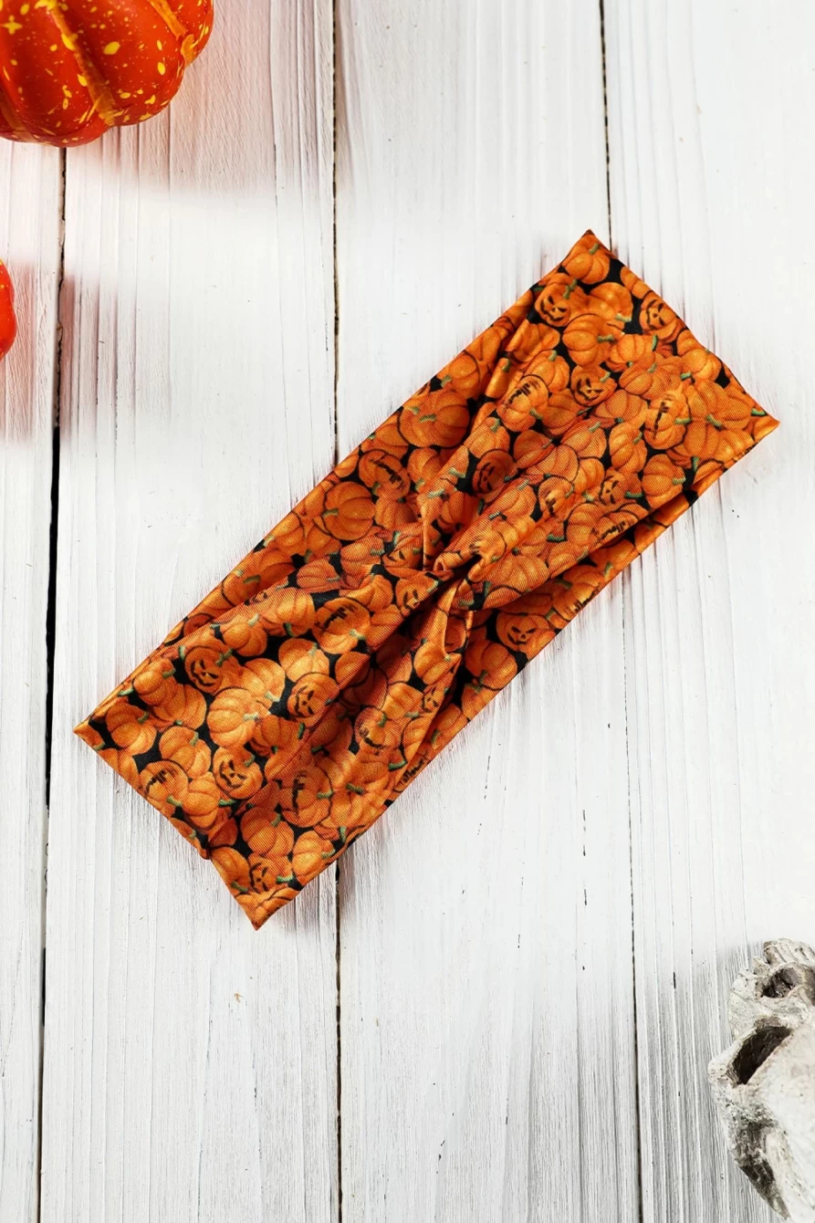 Shewin Women's Russet Orange Halloween Pumpkin Headband with Crossed Knot Design